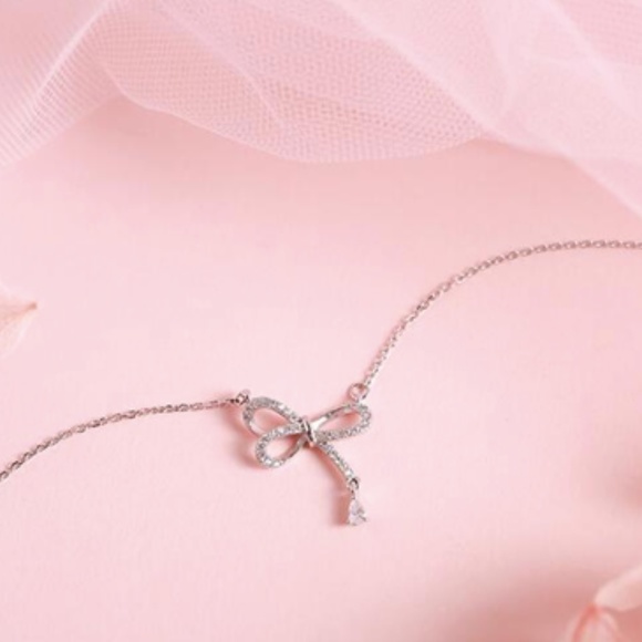 Crystal Bowknot Necklace 925 - Picture 6 of 11